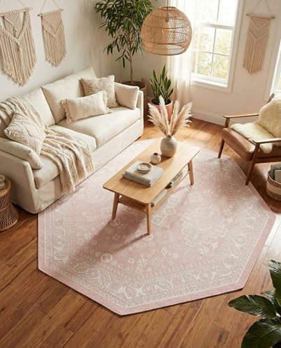 Rugs.com - Outdoor Aztec Rug – 8 Ft Octagon Pink Washable Indoor/Outdoor Rug – Stain-Resistant Flatweave Area Rug for Patios, Decks, and Porches - Image 4