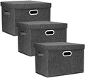 TYEERS Large Collapsible Storage Bins with Lids, Organization Bins for Closet Storage, Clothes Storage, Folding Storage Box with Lids for Home Office Storage - 3 Pack - Black by StorageOrganization