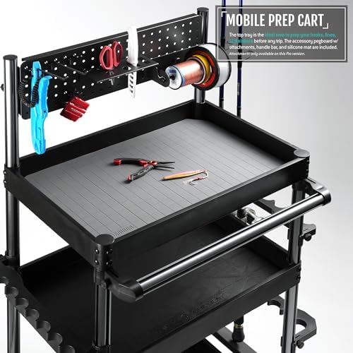 Savior Equipment Mobile Tackle Station Pro 16 Fishing Rod Holder Cart w/Wheels, Adjustable Rack For Different Rod & Reel, 3-Level Fishing Gear Storage Pole Organizer For Garage Home Indoor Use, Black - Image 4