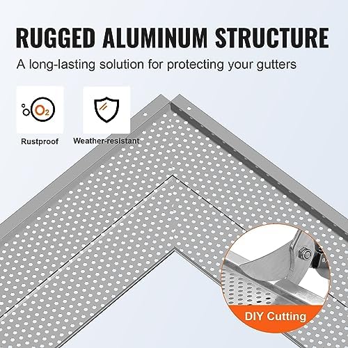 VEVOR Gutter Guard, 6 inch Width, Aluminum Leaf Filter DIY Gutter Cover, 52 PCS 208 ft Total Length, 0.157'' Hole Diameter & 0.02'' Thick Fits Any Roof or Gutter Type - Image 4