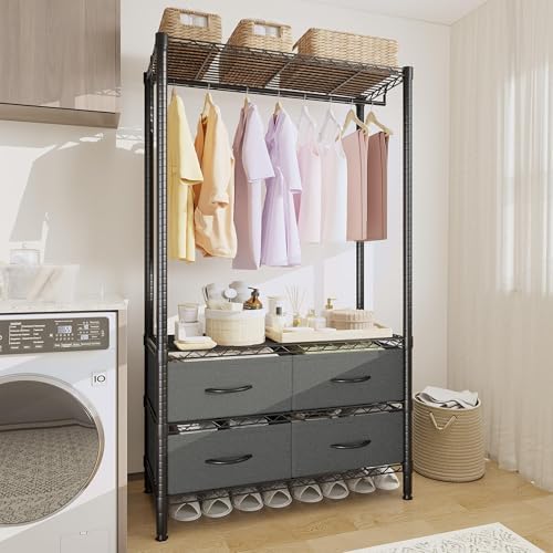 Garvee Freestanding Clothes Rack with Drawers and Adjustable Shelves - Image 3