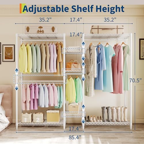 Garvee L-Shaped Clothes Rack Heavy Duty Portable Adjustable Shelves - Image 4