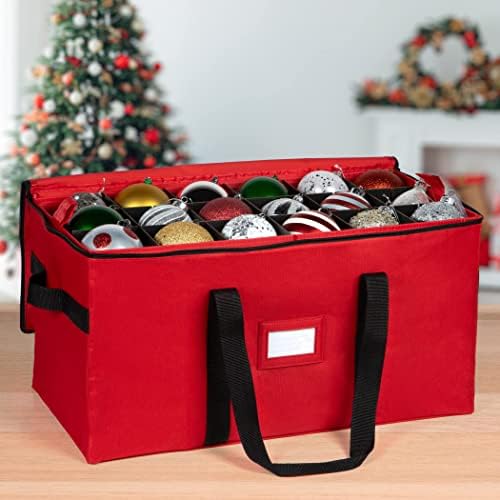 Christmas Ornament Storage Container,Box Stores Up to 54, Adjustable Dividers, Large Organizer Bin to Protect and Store Holiday Décor - Image 2