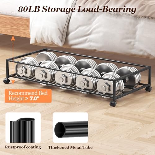 Yecaye 85 L Under Bed Storage with Wheels, 2 Pack Extra Large Under Bed Storage Containers with Metal Frame & Clear Lid, Rolling Underbed Organizer Bins Drawers for Clothes, Shoes, Blankets, Hemp Grey - Image 3