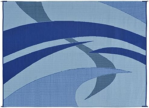 Stylish Camping 159123 Outdoor Patio / RV Camping Mat - Swirl (Blue/Gray/Black/White, 9-Feet x 12-Feet) - Image 3