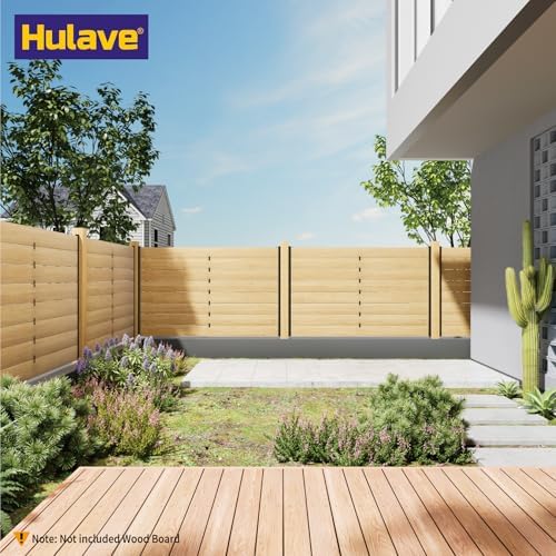 Hulave 2-Pack 4FT U-Shaped Metal Fence Posts (45.5" Height), No-Dig Hard Surface Mount for Privacy Fences, Garden, AC Units, Pool Equipment, and Trash Can Enclosures-Matte Black - Image 6