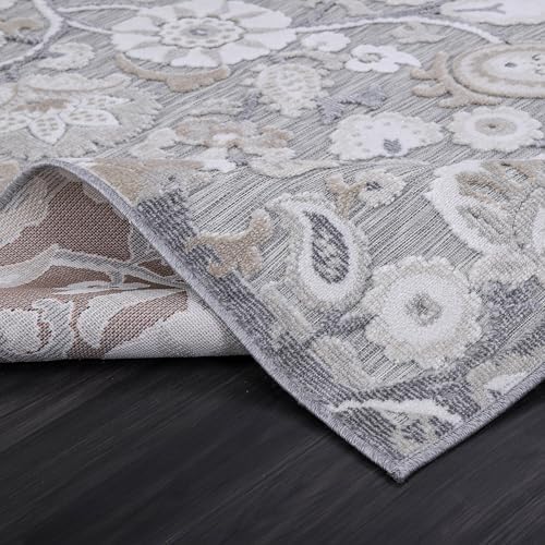 Luul Home Floral Indoor Outdoor Rugs 10x14 Large Area Rug for Living Room, Patio Decor, Kitchen, and Entryway Rug, Washable Stain Resistant Outside Carpet Beige 10 x 14 - Image 4