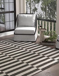 Unique Loom Outdoor Striped Collection Area Rug - Striped (13' Square, Charcoal/Ivory) by UniqueLoom