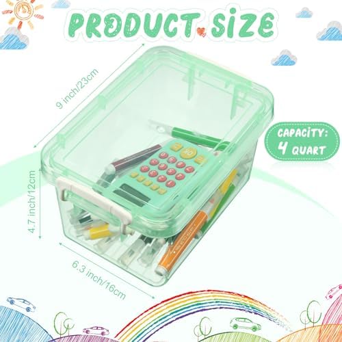Wenqik 6 Pack Colorful Plastic Storage Bins with Lids, Green - Image 2