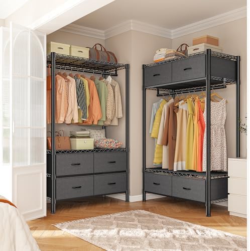 Raybee Clothes Rack, Portable Closet for Bedroom, Dorm, 4 Drawers 4 Shelves - Image 5