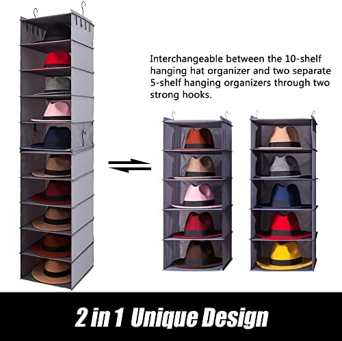 LADYBRO Oxford Cloth Hat Rack for Closet, Storage or Display, Grey, Large - Image 3