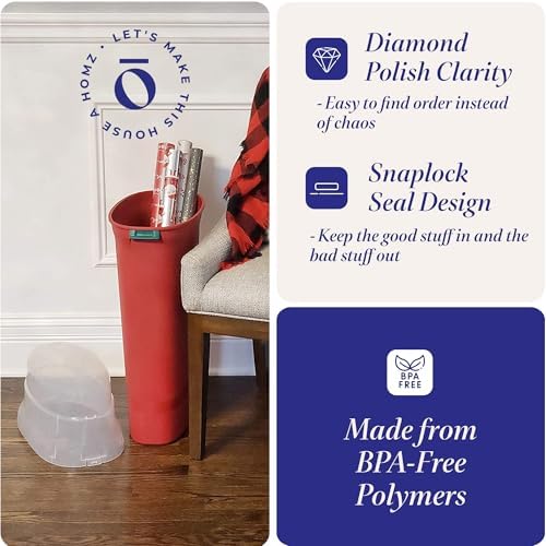 HOMZ Seasonal Holiday Gift Wrap Organizer, Red & Clear, 2-Pack - Image 3