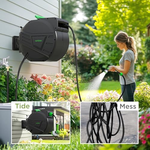 Tuyeho Heavy-Duty Auto Retractable Garden Hose Reel 100FT Lifetime Service - Image 4