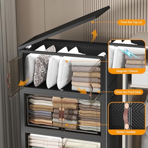 UAMFURI Stackable Storage Bins, 480QT Collapsible Drawers with 1 Lid - Image 6