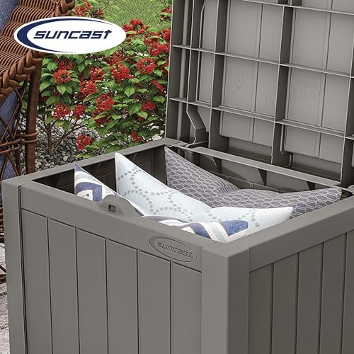 Suncast 22 Gallon Indoor or Outdoor Backyard Patio Small Storage Deck Box with Attractive Bench Seat and Reinforced Lid, Stone (4 Pack) - Image 5