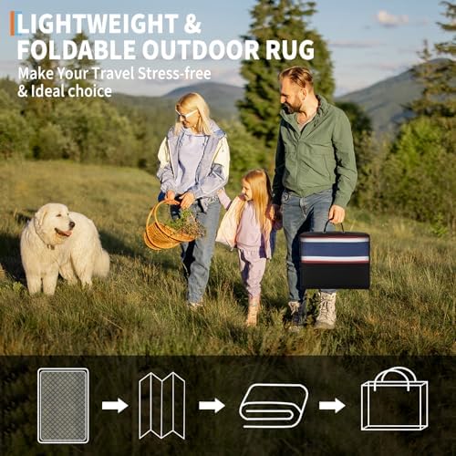 Garvee Waterproof Outdoor Rug 8x10, Plastic Straw Patio Camping Rug, Indoor Outdoor RV Mat Carpet for Deck, Camper, Porch, Balcony, Backyard, Picnic (Red/Dark Blue) - Image 5
