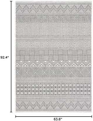 SAFAVIEH Washable Rug Outdoor Courtyard Collection - 5'3" x 7'7", Ivory & Black, Non-Shedding & Easy Cleaning, Ideal for Patio, Backyard, Mudroom (CY8196-53712) - Image 5