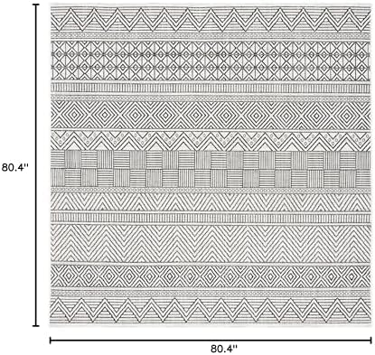 SAFAVIEH Washable Rug Outdoor Courtyard Collection - 6'7" Square, Ivory & Black, Non-Shedding & Easy Cleaning, Ideal for Patio, Backyard, Mudroom (CY8196-53712) - Image 6
