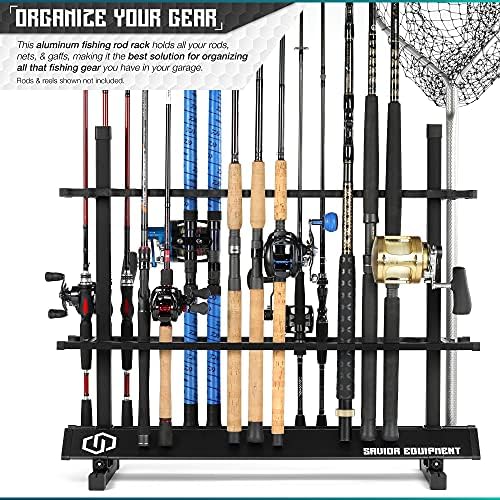 Savior Equipment Fishing Rod Rack Holder Organizer, 24-48 Slots to Hold Fresh Salt Water Spinning Rods & Reel Combo, Lightweight Aluminum Vertical Fish Pole Garage Storage Ground Display Stand - Image 2