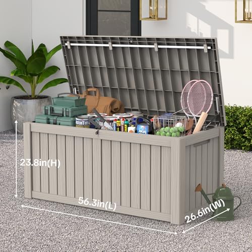 Outdoor Large Storage Cabinet Deck box, 150 Gallons Waterproof Heavy Duty Deck Box, Lockable Patio Storage box for Garden Tools, Lawn Mower, Bike, Trash Cans, Pool Supplies - Image 2