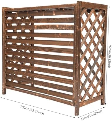 Air Conditioner Privacy Screen, 39.4" L x 16.9" W x 36" H Retro Wood Air Conditioner Fence, Free Standing Rectangular Trash Can Screens A/C Fence for Outside Unit Brown, Easy to Install - Image 6