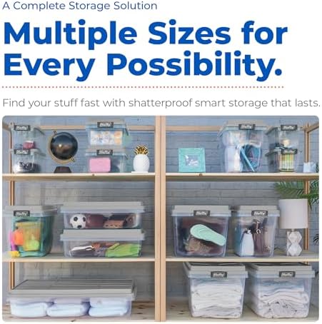Hefty 32 Qt Hi-Rise Storage Bin with Lid, Stackable Plastic Storage Container, Organizer for Home, Garage & Closet, 6 Pack, Gray - Image 7