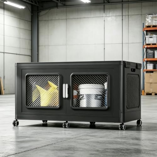 BROVIEW 75Gal Extra Large Storage Bins with Lid and Wheels, Black, 1 Pack by BROVIEW-EnjoytheArtofLife