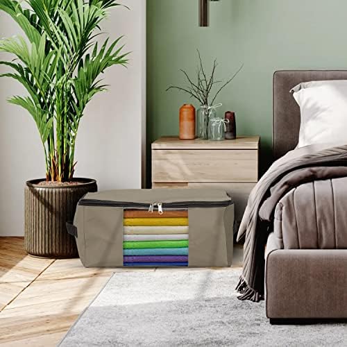 Covers & All Storage Bags, 90 litres Large size Space Saver bags Heavy Duty Storage Organizer Multipurpose, 12 Oz Waterproof UV-Resistant & Tear-Proof (Pack of 10, Beige) - Image 4