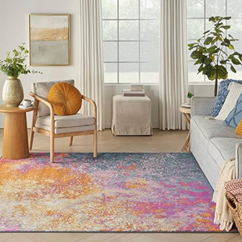 Nourison Home Passion Abstract Sunburst 7'10'' x Square Area-Rug, Easy-Cleaning, Non Shedding, Bed Room, Living Room, Dining Room, Kitchen (8 Square) - Image 4