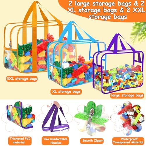 6 Colors Large, XL, XXL Toy Storage Bags with Labels Clear Toy Organizer - Image 3