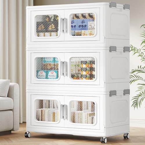 BROVIEW 450 Qt Extra Large Stackable Storage Bin with Lids, 3 Pack White by BROVIEW-EnjoytheArtofLife