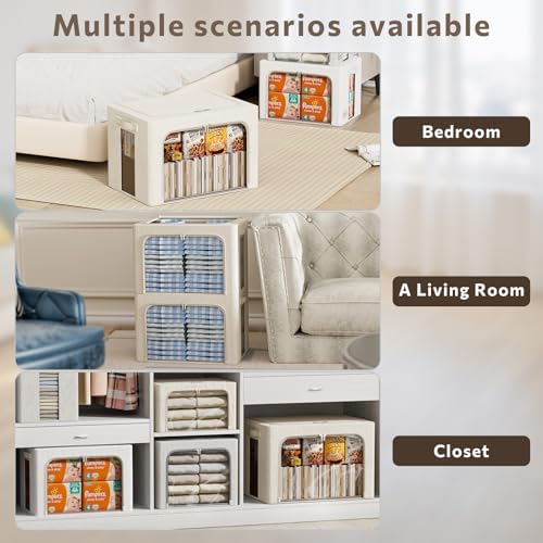 FHSQX 6 Pack Clothes Storage Bins,Beige, 15.7x11.8x9.8inch(30L) - Image 4