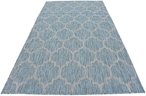 Unique Loom Outdoor Trellis Collection Area Rug (5' 1" x 8' Rectangle, Aquamarine/ Gray) - Image 6