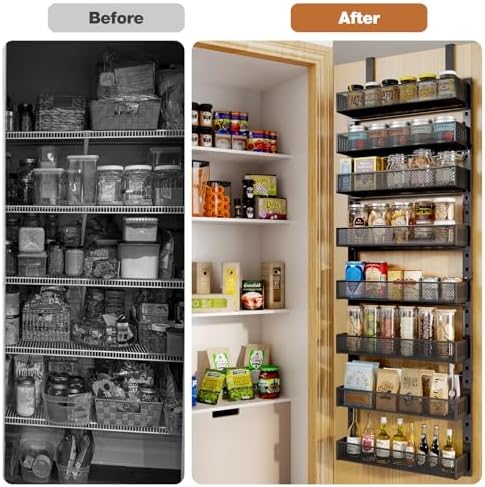 Pantry Door Organizers and Storage,8-Tier Large Wide Metal Heavy-Duty Frame Over the Door Spice Rack, 2 in 1 Wall-Mounted or Hanging shelf for Kitchen, Bathroom, Laundry Room, Bedroom, Closet &Nursery - Image 7