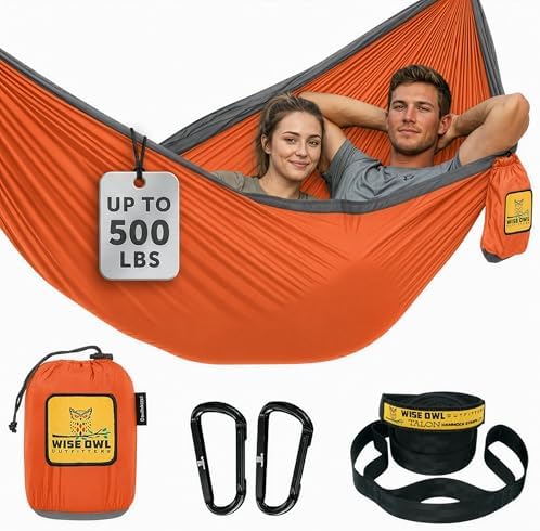 Wise Owl Outfitters Camping Hammock – up to 500lbs Portable Hammock with Tree Straps - Travel, Backpacking, Hiking, Outdoors Camping Gear - Single or Double by WiseOwlOutfitters