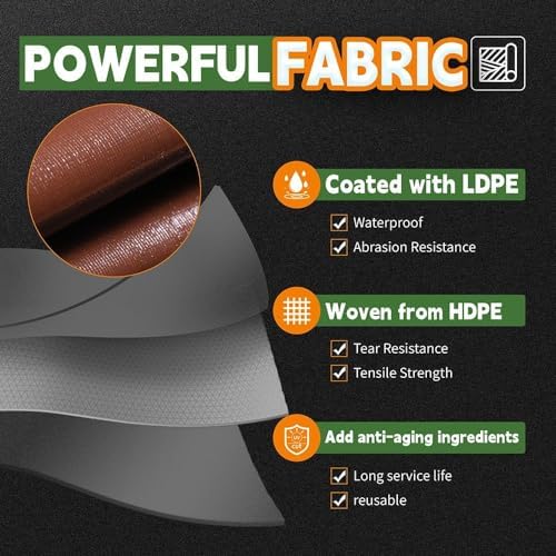RAINDEWAY Tarp 15x30ft Brown Tarps Heavy Duty Waterproof 18Mil Extra Thick - Image 3