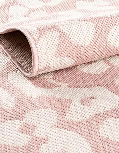 Unique Loom Outdoor Safari Collection Area Rug - Leopard (10' x 14' 1" Rectangle, Pink Ivory/Ivory) - Image 6