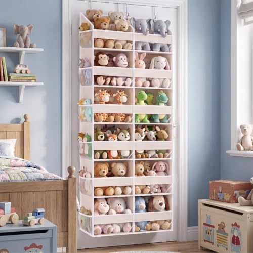2 Pack Over The Door Organizer 6 Tiers, Extra Large Behind Door Storage of 12 Compartments, 80 lbs Weight Capacity Hanging Storage Organizer with Clear Window Kids Toys,Shoes (6 Tiers - Beige) - Image 6