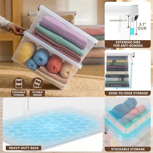 Citylife 33 Qt Ultra-Thick Plastic Clear Storage Bins with Lids, 4-Pack - Image 4