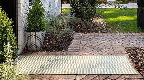 Unique Loom Outdoor Striped Collection Area Rug - Striped (2' x 6' 1" Runner, Green/Ivory) - Image 4