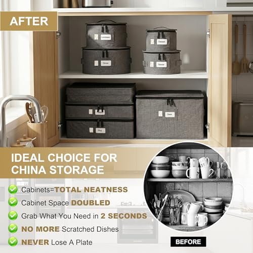 Luxula China Storage Containers Set of 8 with Felt Dividers & Dinnerware - Image 3