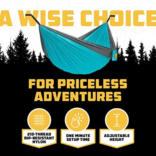 Wise Owl Outfitters Hammock for Camping Double Hammocks Gear for The Outdoors Backpacking Survival or Travel - Portable Lightweight Parachute Nylon DO Red & Charcoal - Image 3