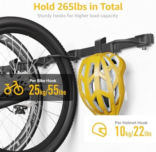 monTEK Enhanced Bike Storage Rack, Adjustable 4-Bike and 2-Helmet Hangers - Image 3