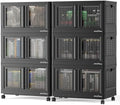 BROVIEW 600 Qt Stackable Storage Bins with Lids & Doors, 6 Pack Plastic Closet Organizer and Storage Drawers with Wheels, Large Collapsible Storage Boxes, Cabinet for Home, Office, V10, Black by BROVIEW-EnjoytheArtofLife
