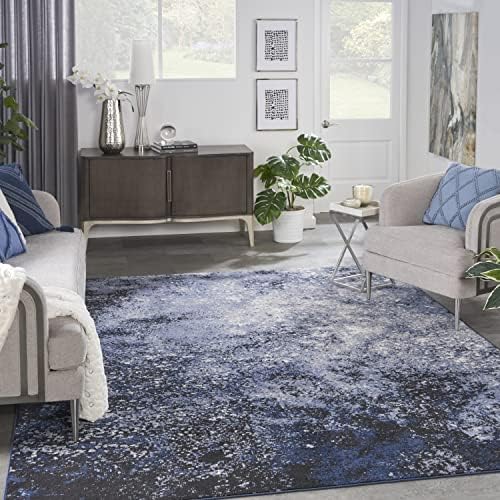 Nourison Home Passion Light Blue Black 9' x 12' Area Rug - Easy Clean, Non Shedding, Bed Room, Living Room, Dining Room, Kitchen (9' x 12') by NourisonHome