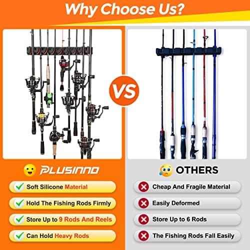 PLUSINNO V9 Fishing Rod Holder, Wall‑Mount Pole Holders for 9 Rod & Combos - Image 6