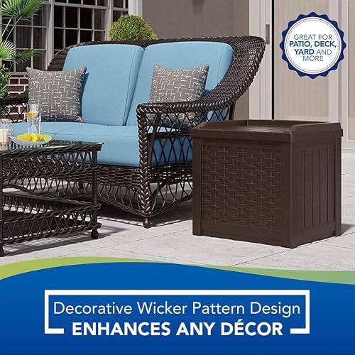 Suncast 4 Pack 22-Gallon Small Deck Box - Lightweight Resin Storage Container and Seat for Patio Cushions and Gardening Tools - Store Items on Patio, Garage, 22.5"L x 17"W x 22.5"H, Yard - Java Brown - Image 7