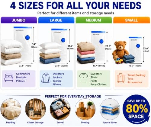 16 Jumbo Vacuum seal bags for clothing travel,comforter vacuum storage bag - Image 5