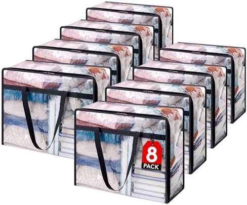Lifewit 45L Clear Clothes Storage Bags,Plastic Foldable Blanket Storage Bag by Lifewit