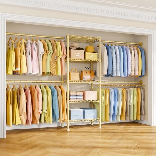 Ulif M2 Wall Mounted Closet System, Gold Clothes Rack Mount onto the Wall by Ulif